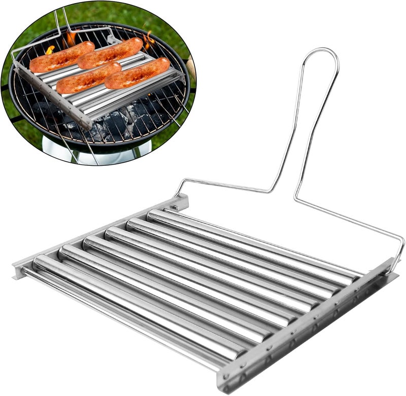 VinBee Large Hotdog Roller Stainless Steel Hot Dog Sausage Roller Rack BBQ Sausage Roller Rack Hot Dog Roller for Grill Evenly Cooked Hot Dogs(Large) - Image 1